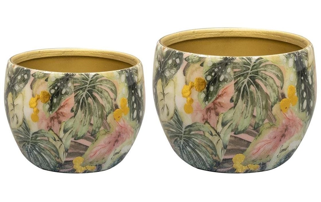 CHALET Pot de fleur Monstera mystery, 9 x 9 x 7 cm, set de 2 pièces