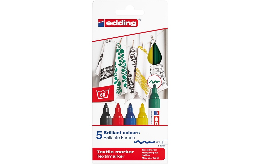 EDDING Marqueur textile set coul base (5 pces)