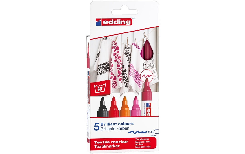 EDDING Marqueur textile set coul chau (5 pces)