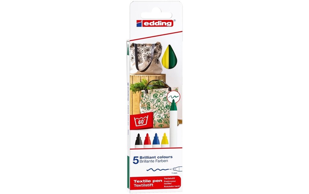 EDDING Marqueur textile set coul base (5 pces)