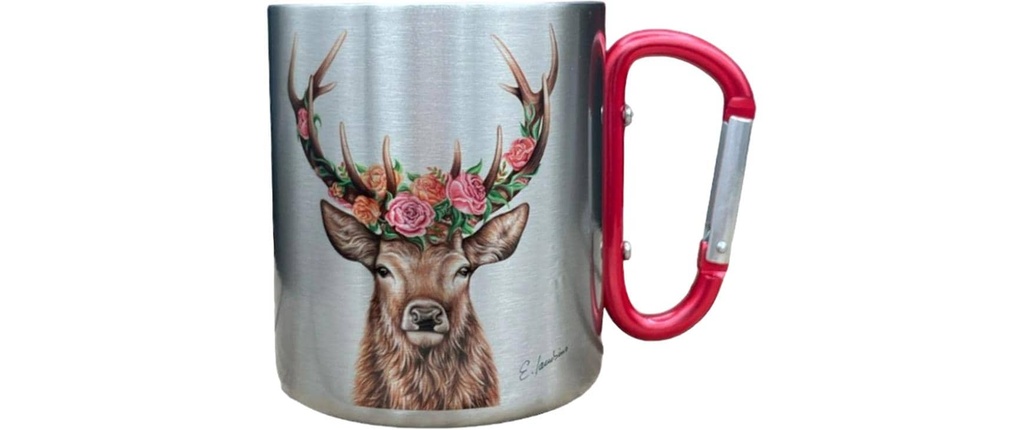 creanorm Tasse en acier inoxydable Cerf à fleurs 330ml