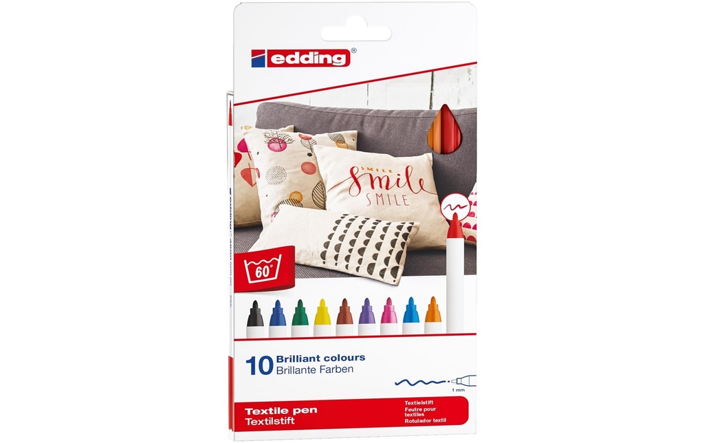 EDDING Marqueur textile set coul base (10 pces)