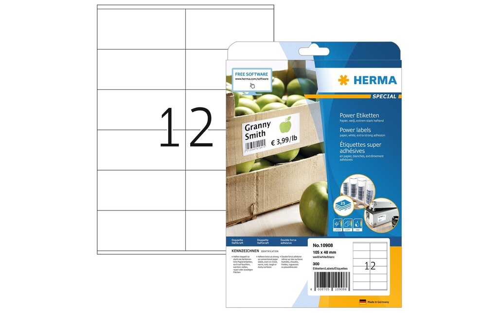 HERMA Étiquettes universelles Power 10908 105 x 48 mm