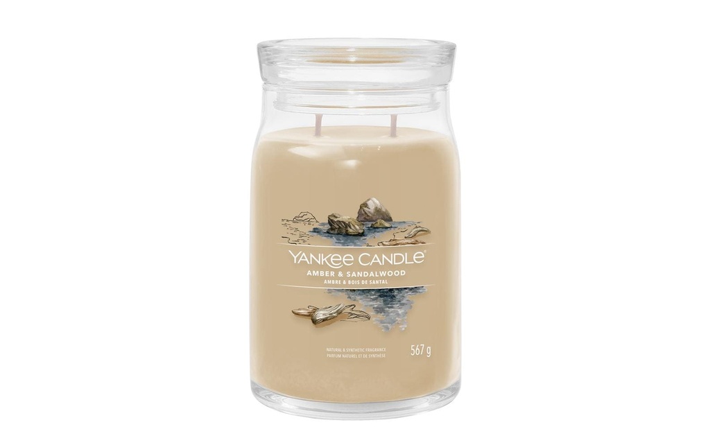 Yankee Candle Signature Bougie parfumée Amber & Sandalwood Signature Large Jar