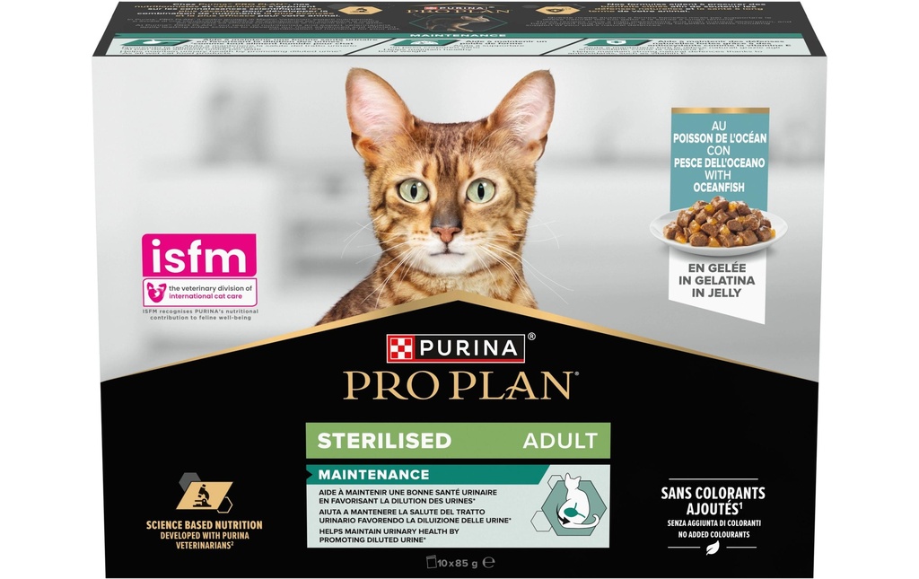 Purina Pro Plan Alimentation humide Adult Sterilized Gelée Poisson de haute mer 10 x 85 g