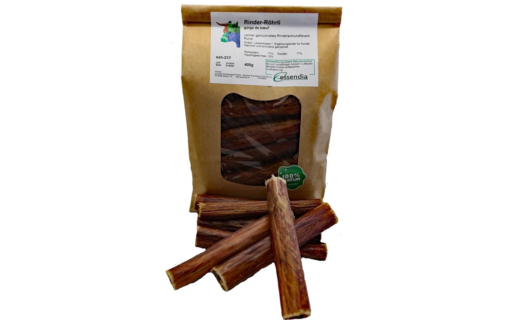 essendia Produit à mâcher  Tubes de bœuf ronds et lisses, 400 g