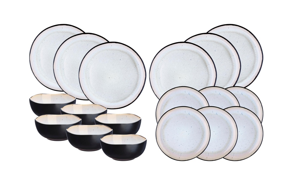 Björn Set d’assiettes Iris Blanc ivoire, 18 pièces