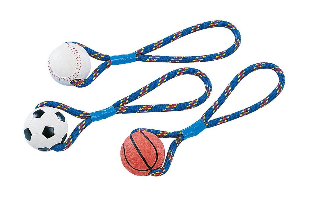 Nobby Balle en caoutchouc plein avec corde, 8 cm