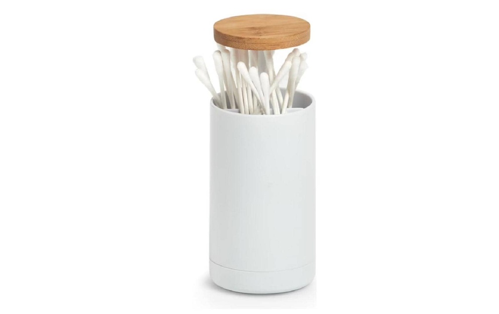 Zeller Present Boîte de rangement pour les cotons-tiges Nature/Blanc