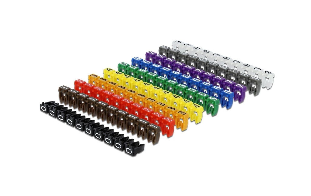 Delock Étiquettes de câble Clips 0-9 de couleur, 10x jeux de 10.