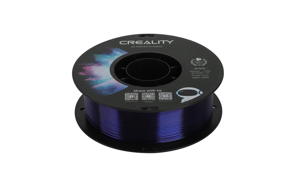 Creality Filament PETG, Bleu transparent, 1.75 mm, 1 kg