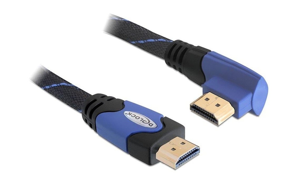 Delock Câble coudé à gauche HDMI - HDMI, 2 m, Bleu
