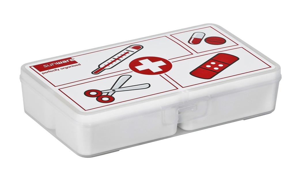 Sigma Home Boîte de premiers secours avec 4 compartiments Blanc