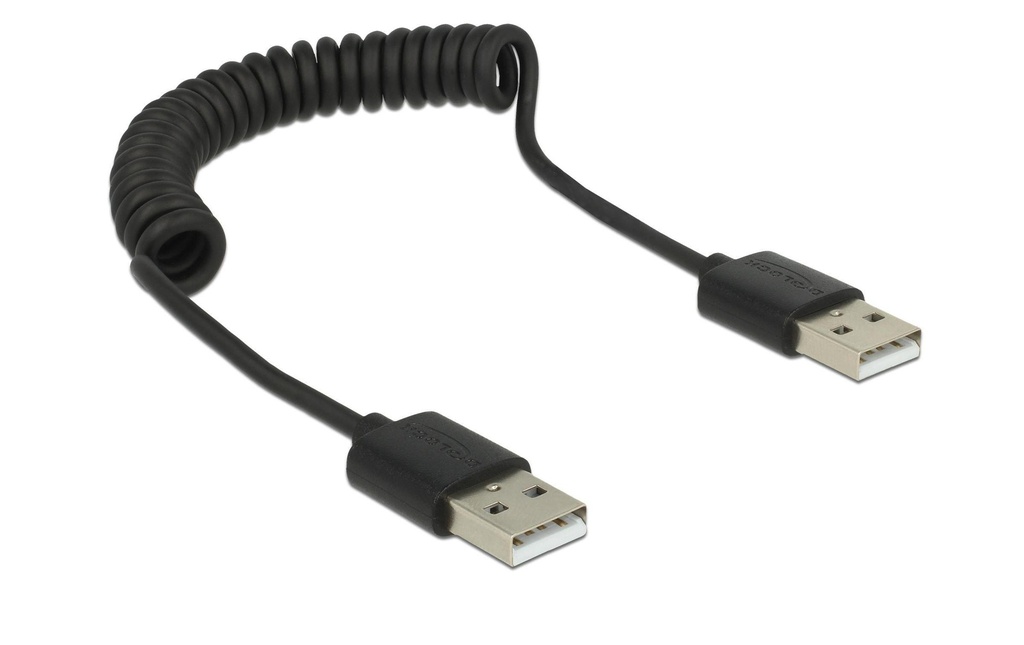Delock Câble spiralé USB 2.0  USB-A - USB-A 0.6 m