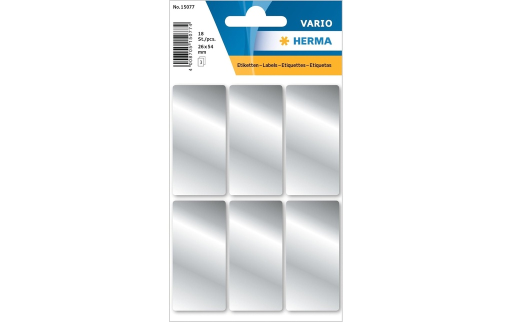 Herma Stickers Autocollants de Noël Étiquettes en argent, 3 feuilles / 18 étiquettes