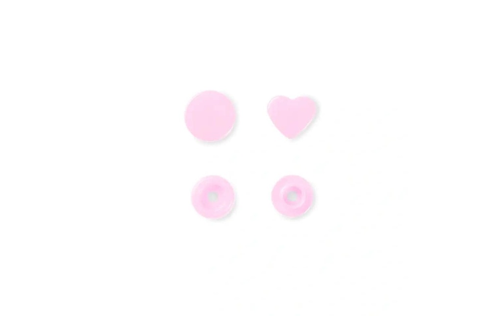 Prym Boutons poussoirs Boutons de couleur Coeur, Rose, 12.4 mm, 30 pièces