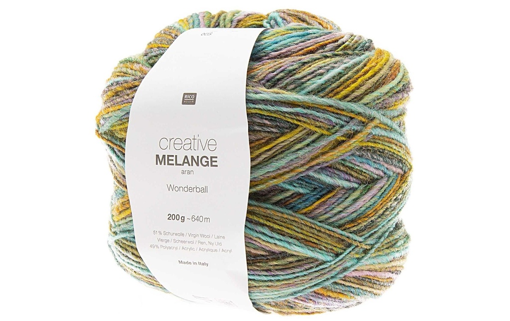 Rico Design Laine Melange 200 g, Turquoise, Lilas