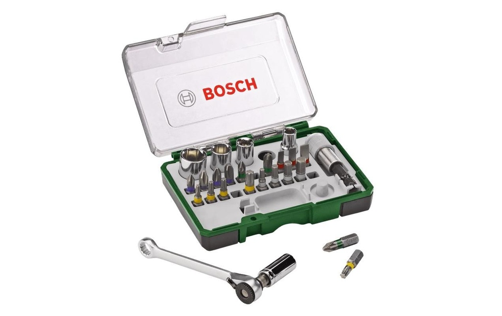 Bosch Jeu d'embouts de vissage et de cliquets, 27 pièces