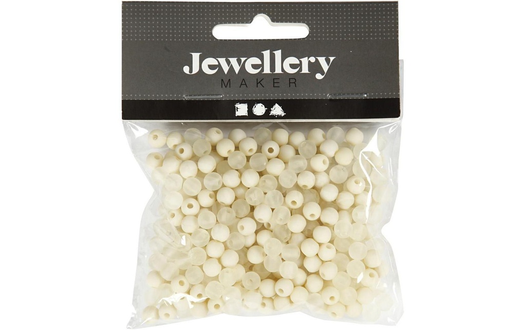 Creativ Company Perles en plastique 6 mm, blanc, 150 pcs.