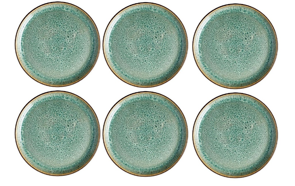 Bitz Assiettes pour le petit-déjeuner et à dessert 6 Pièce/s, Noir/Vert