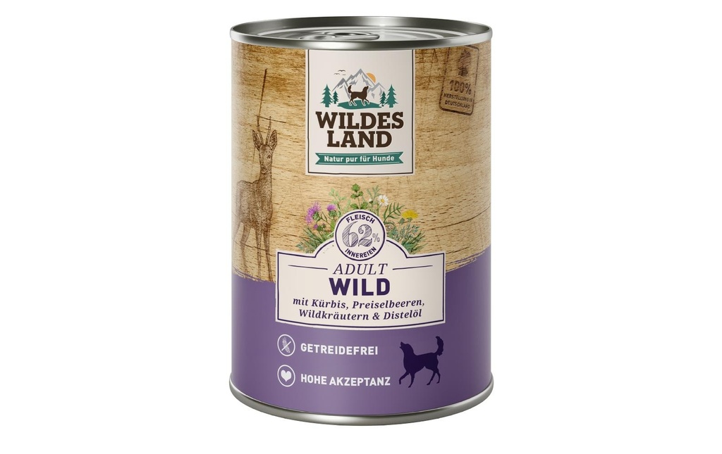 Wildes Land Alimentation humide Gibier à la courge et aux airelles 400 g
