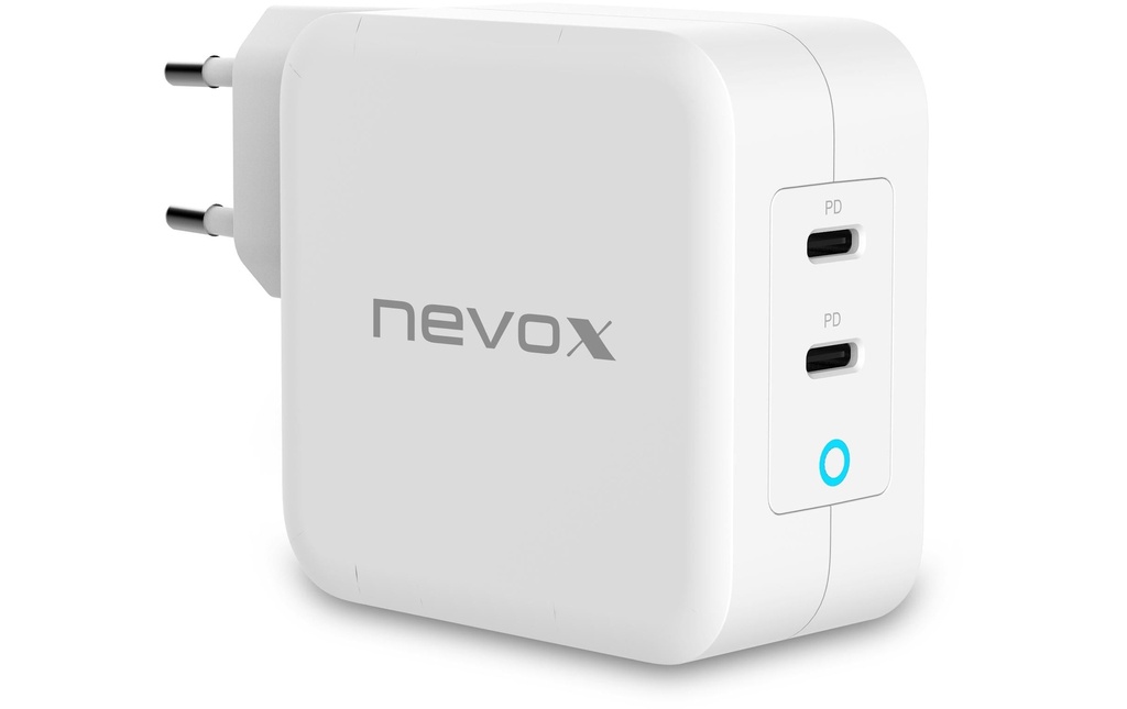 Nevox Chargeur mural USB Double USB-C Power Delivery 100 W