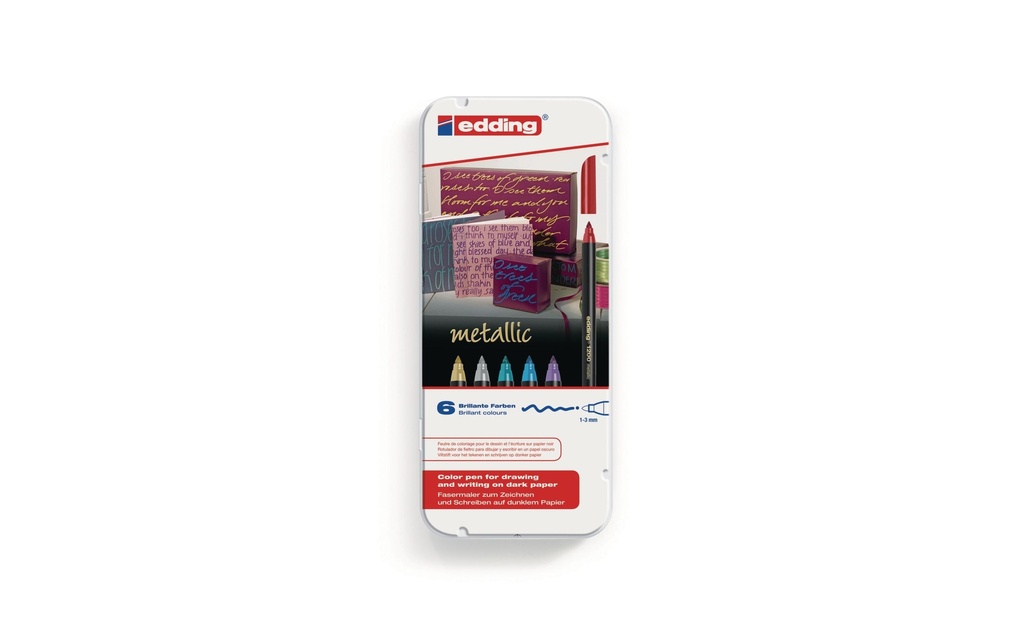 EDDING Stylo fibre 1200 métal.étui (6 pces)