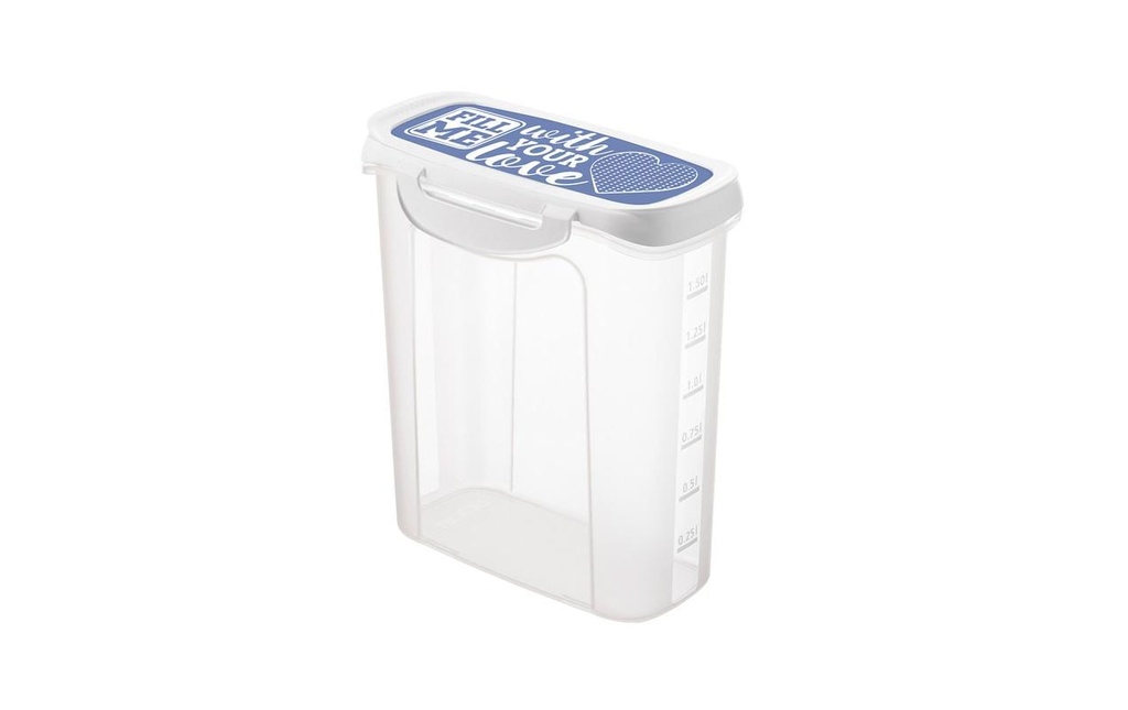 Rotho Boîte à provisions Click & Lock 1.5 l, Bleu/Transparent