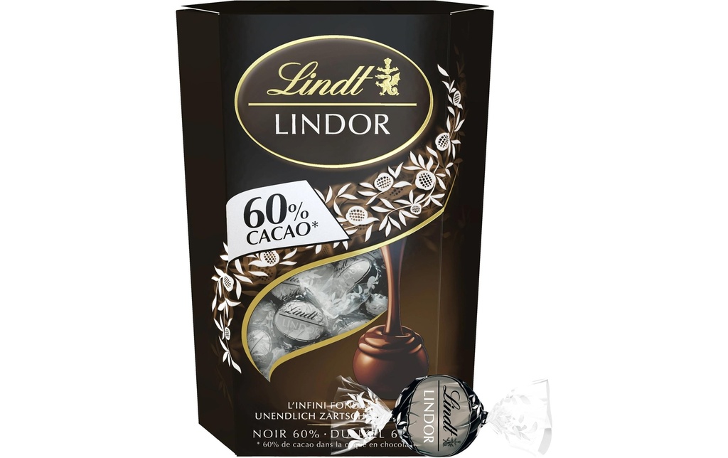 Lindt Pralines au chocolat Boules Lindor Foncé 60% Cacao 200 g
