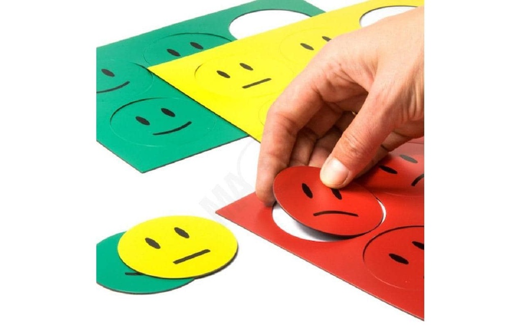 supermagnete Aimant Magnetsymbole Smiley jaune, vert, rouge, 18 pièces