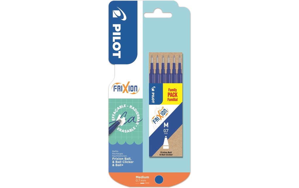Pilot Cartouche FriXion Refill 6 pièces 0.7 mm, Bleu