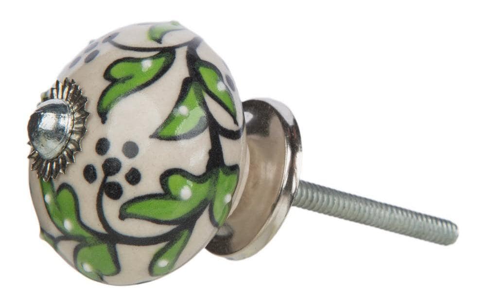 Tranquillo Poignée de meuble fait main, Ø 4 cm, blanc/argenté