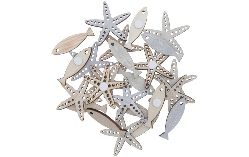 Rico Design Autocollant à motif Étoile de mer/Poisson 24 Pièce/s Nature