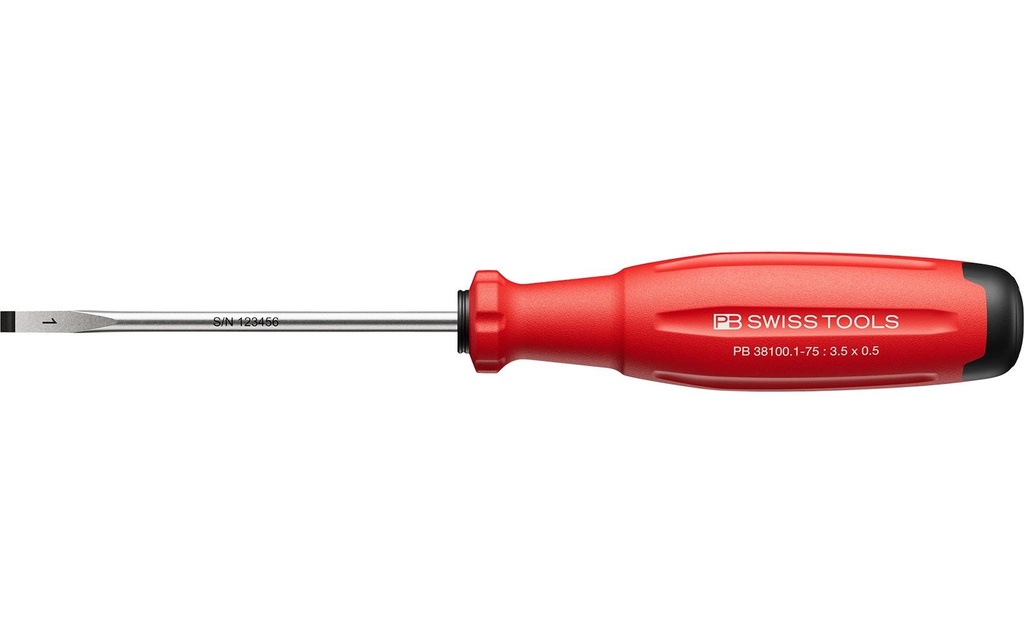 PB Swiss Tools Tournevis pour vis à fente SwissGrip Evo PB 38100.1-75 rouge