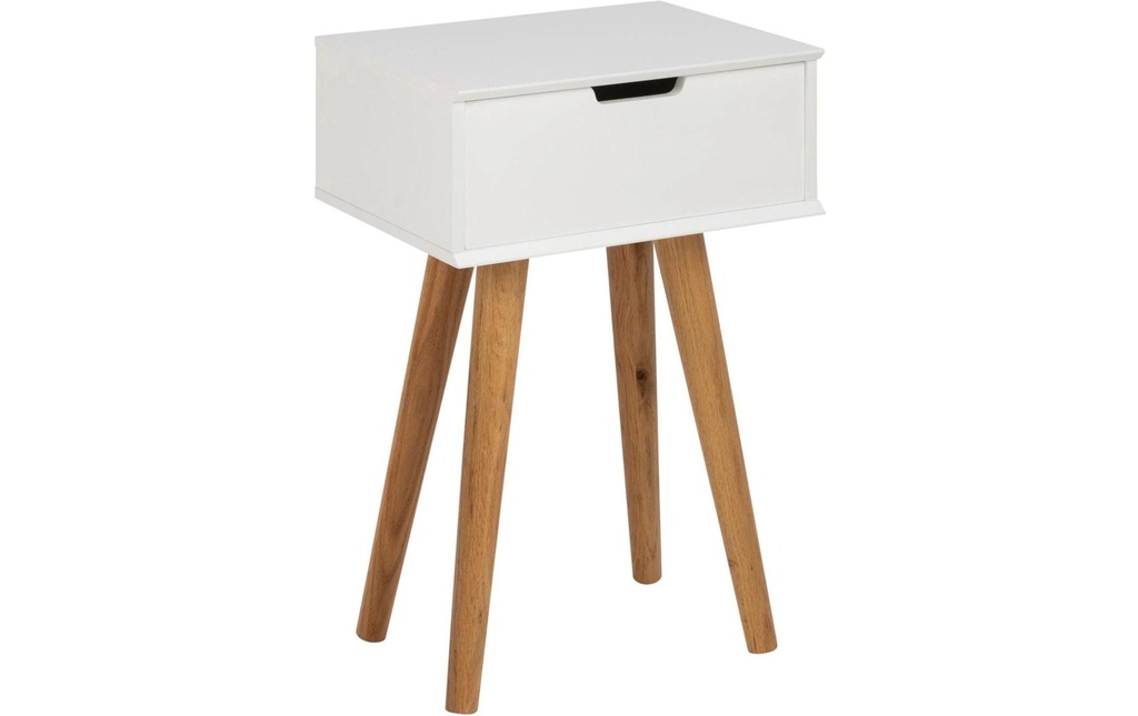 AC Design Table de nuit Mitra 40 x 30 x 61,5 cm, Blanc/Nature