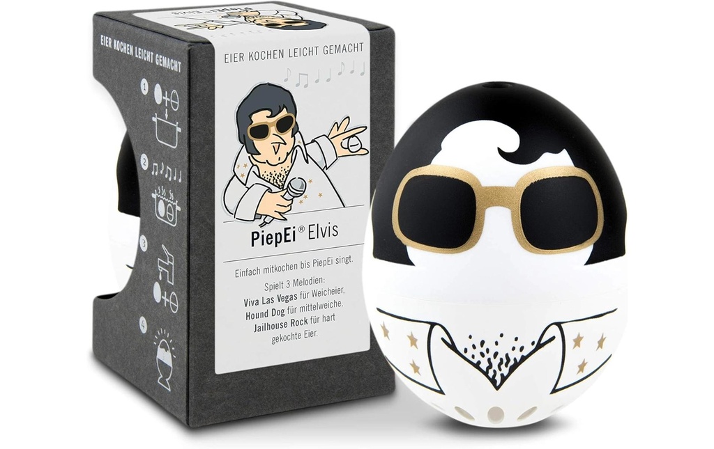 PiepEi Minuteur de cuisine Coquetier chantant Elvis, Noir / Blanc
