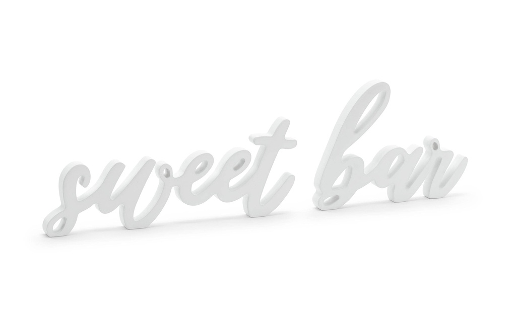 Partydeco Accessoires de mariage Bar à bonbons en bois 37 x 10 cm, blanc