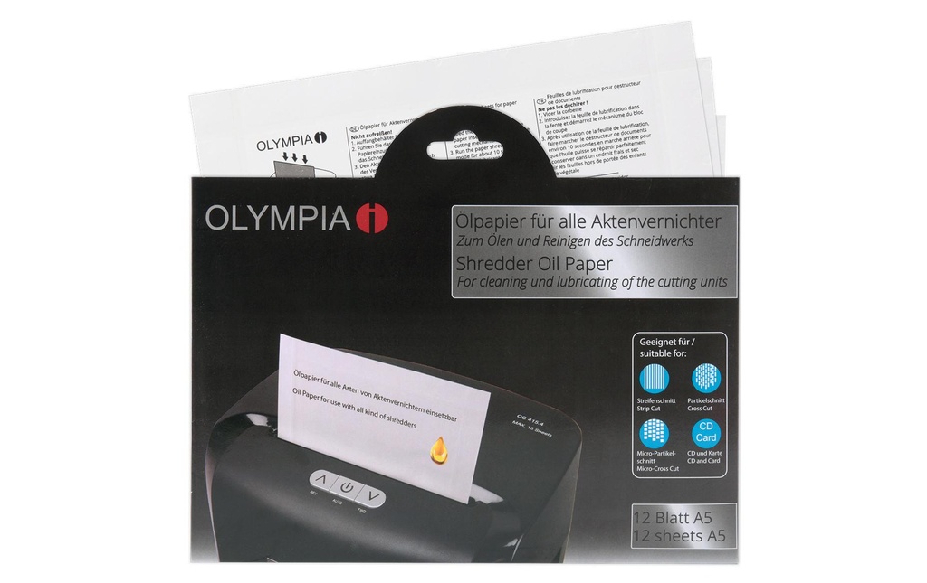 Olympia Papier huilé pour déchiqueteuse de documents Papier huilé, 12 feuilles  12 Pièce/s