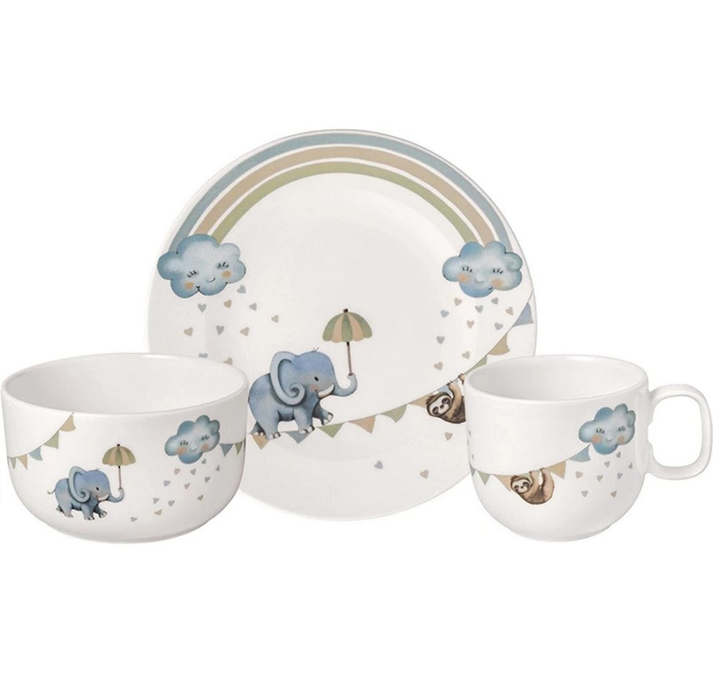 Villeroy & Boch Service de table pour enfants Walk Elephant 3 pièces, bleu clair