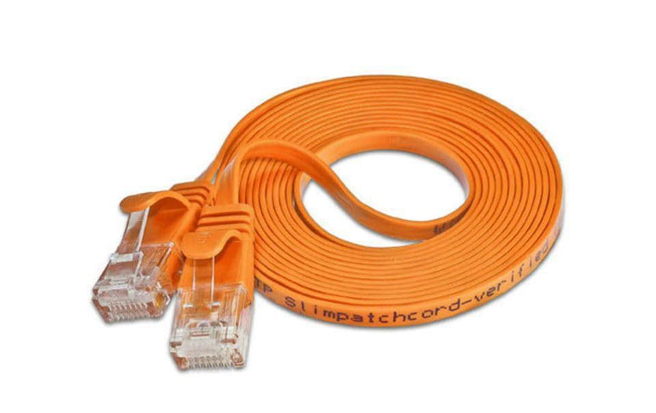 SLIM Câble patch slim RJ-45 - RJ-45, Cat 6, UTP, 0.1 m, Orange