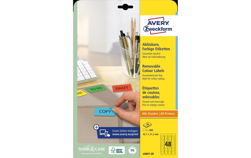 Avery Zweckform Mini-étiquettes 45.7 x 21.2 mm, 20 feuilles