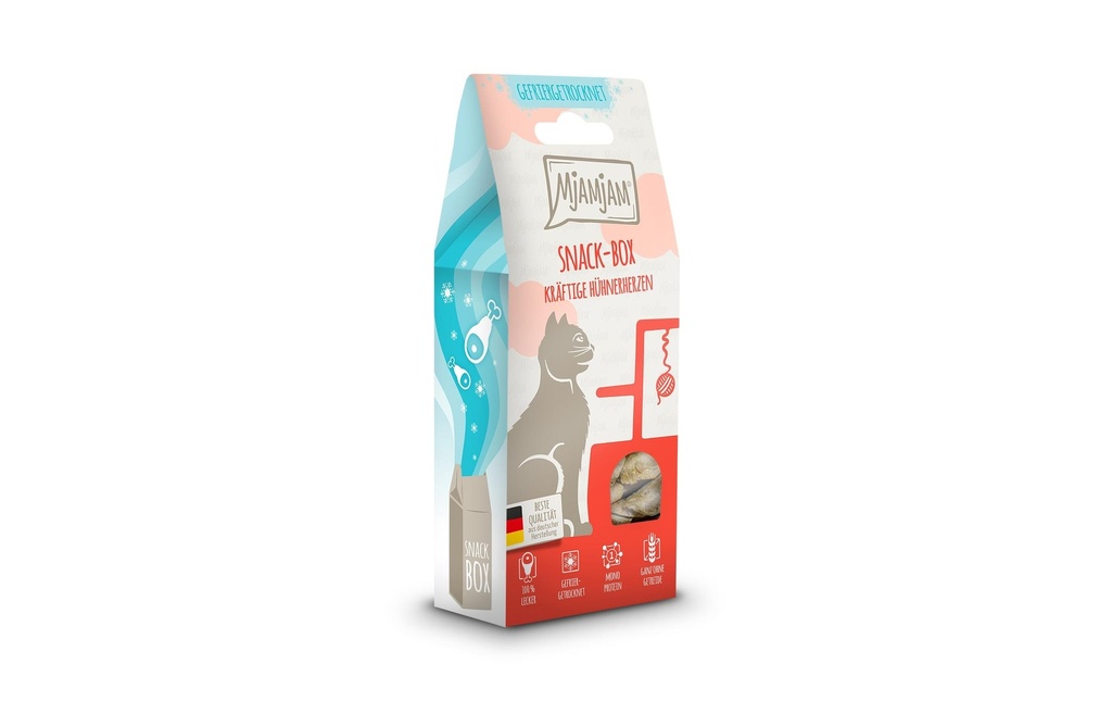 Mjamjam Collation pour chat Snack Box Cœurs de poulet, 35 g