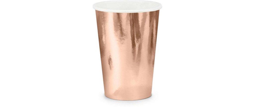 Partydeco Gobelets jetables Uni 220 ml, 6 Pièce/s, Or rose