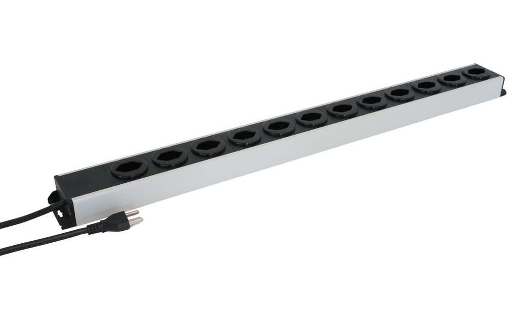 Max Hauri Bloc multiprises Power Line 12x Typ 23 1.5m - Gris / Noir
