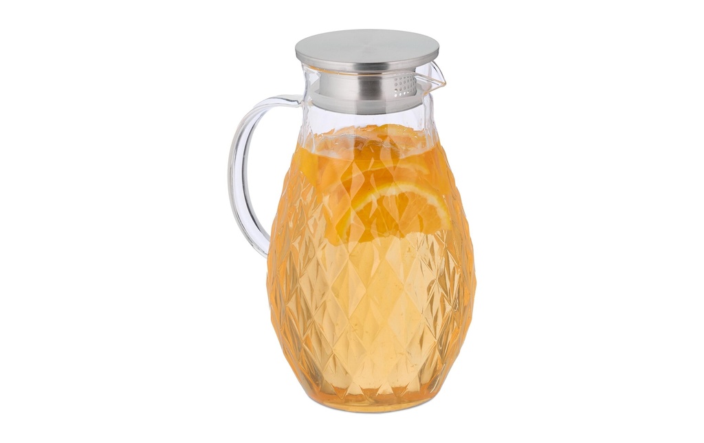 relaxdays Cruche 2 litres, argent/transparent