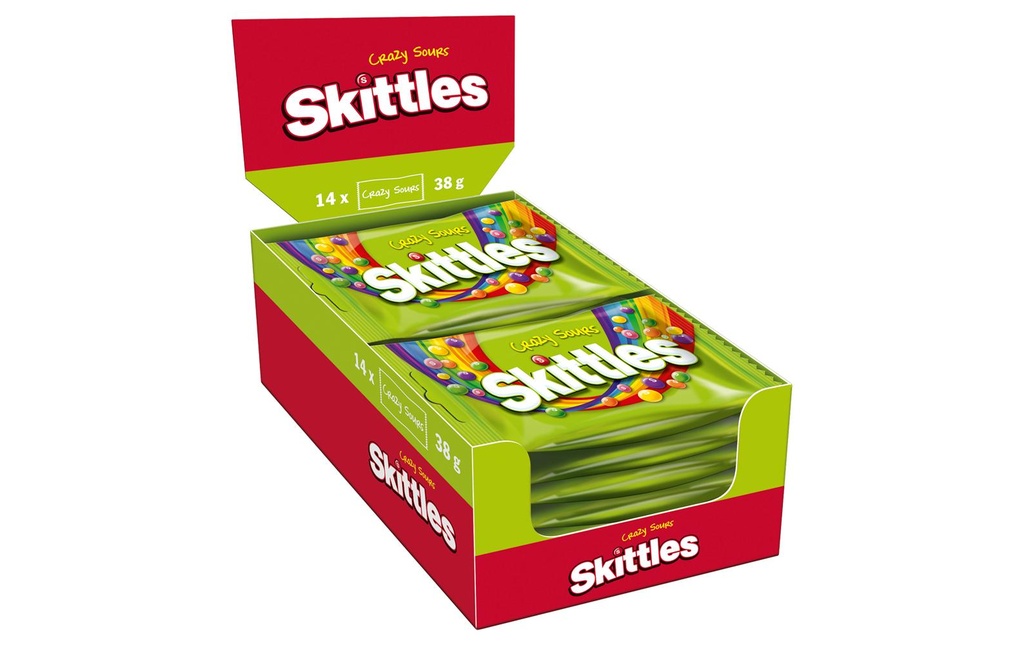 Skittles Bonbons à croquer Skittles Crazy Sours 14 x 38 g
