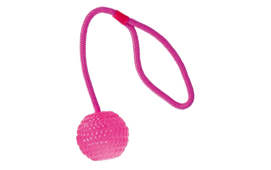 SwissPet Jouet pour chien Balle avec corde à lancer, Ø 7 cm, rose