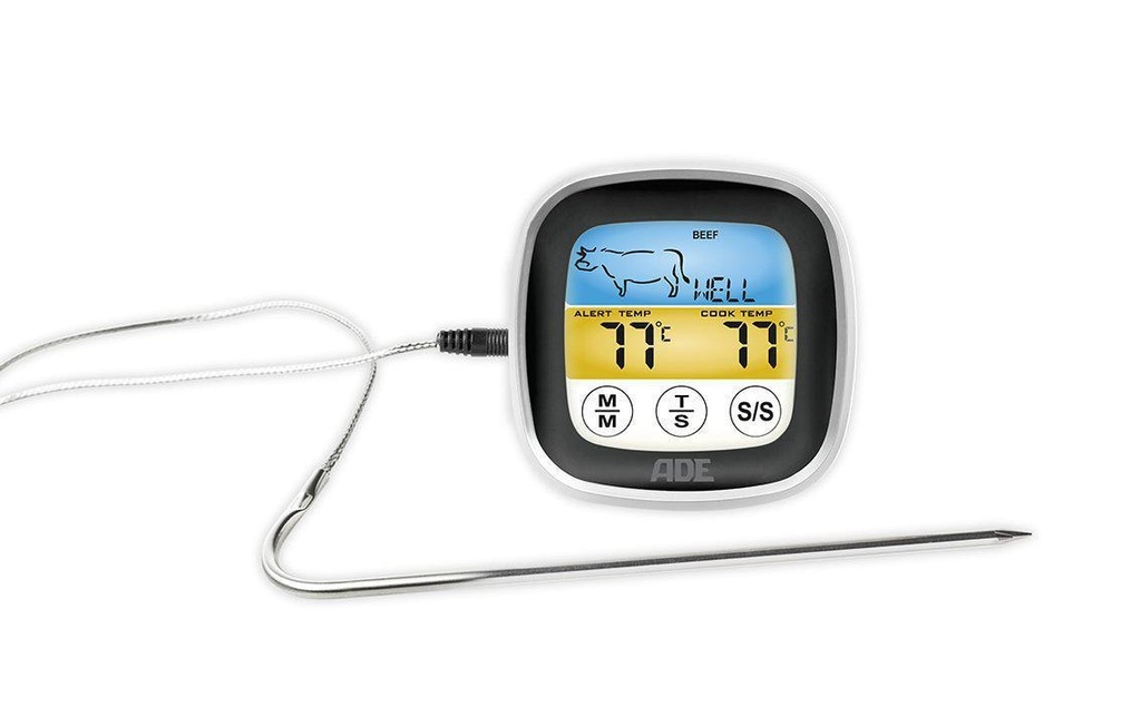 ADE Thermomètre à rôti  BBQ 1600 noir sur blanc