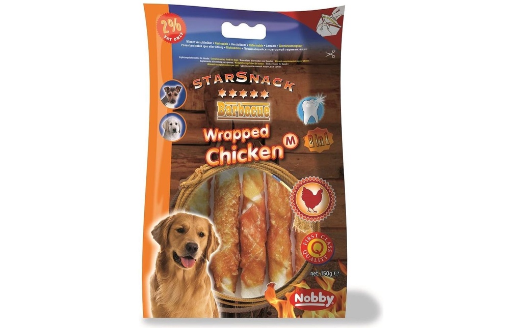 Nobby Produit à mâcher  StarSnack Barbecue Wrapped Chicken M, 150 g