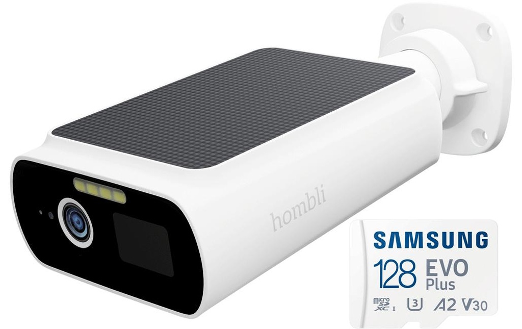 hombli Caméra réseau Caméra solaire intelligente 128 Go, blanc